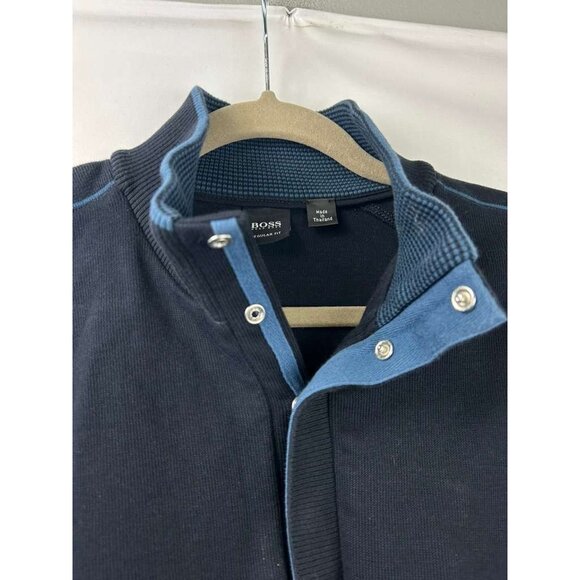 Boss Hugo Boss Men's Size XL 1/4 Zip Navy Blue Pullover Sweater Regular Fit - Picture 11 of 16